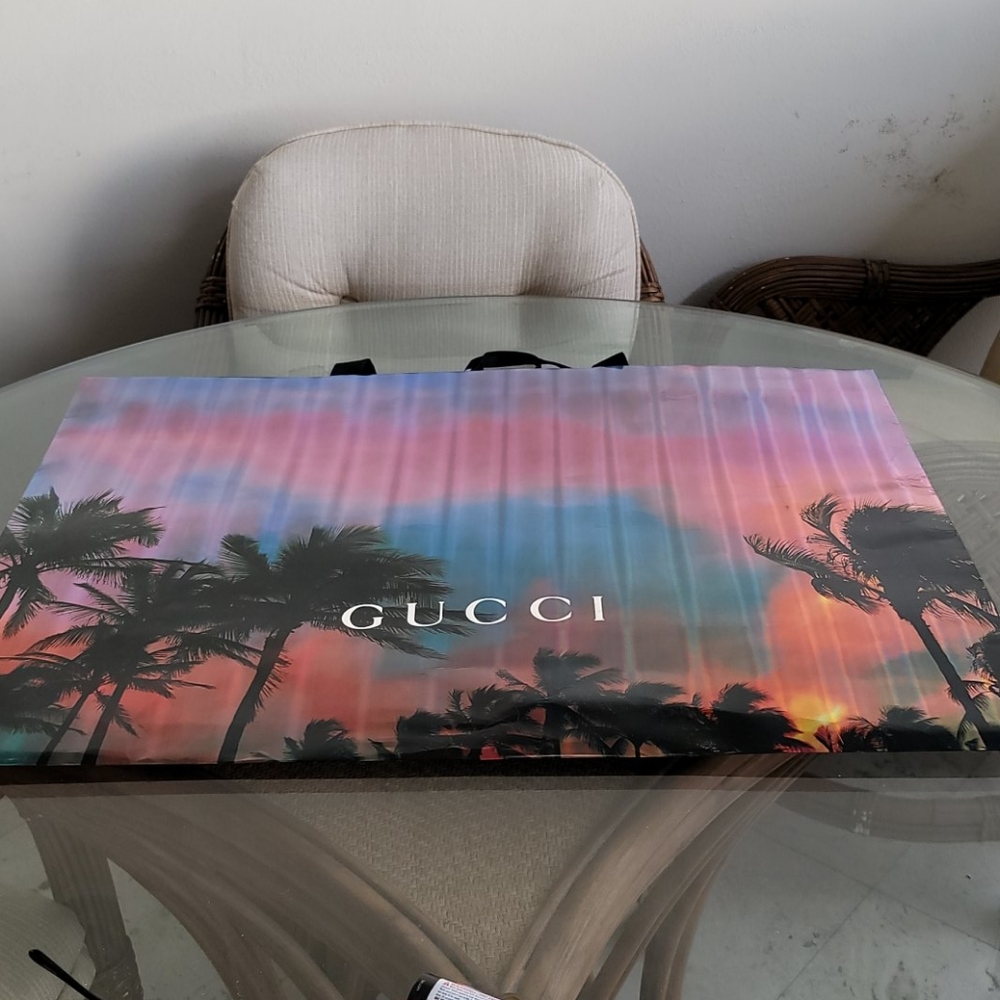 Gucci store shopping bag as well as others...